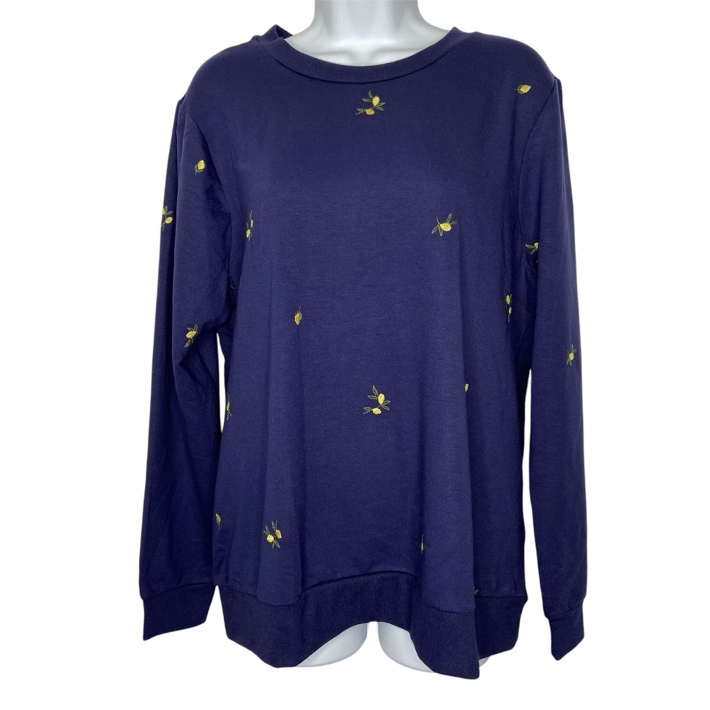 Gloria Vanderbilt Soft Pullover Top Lemons NWT